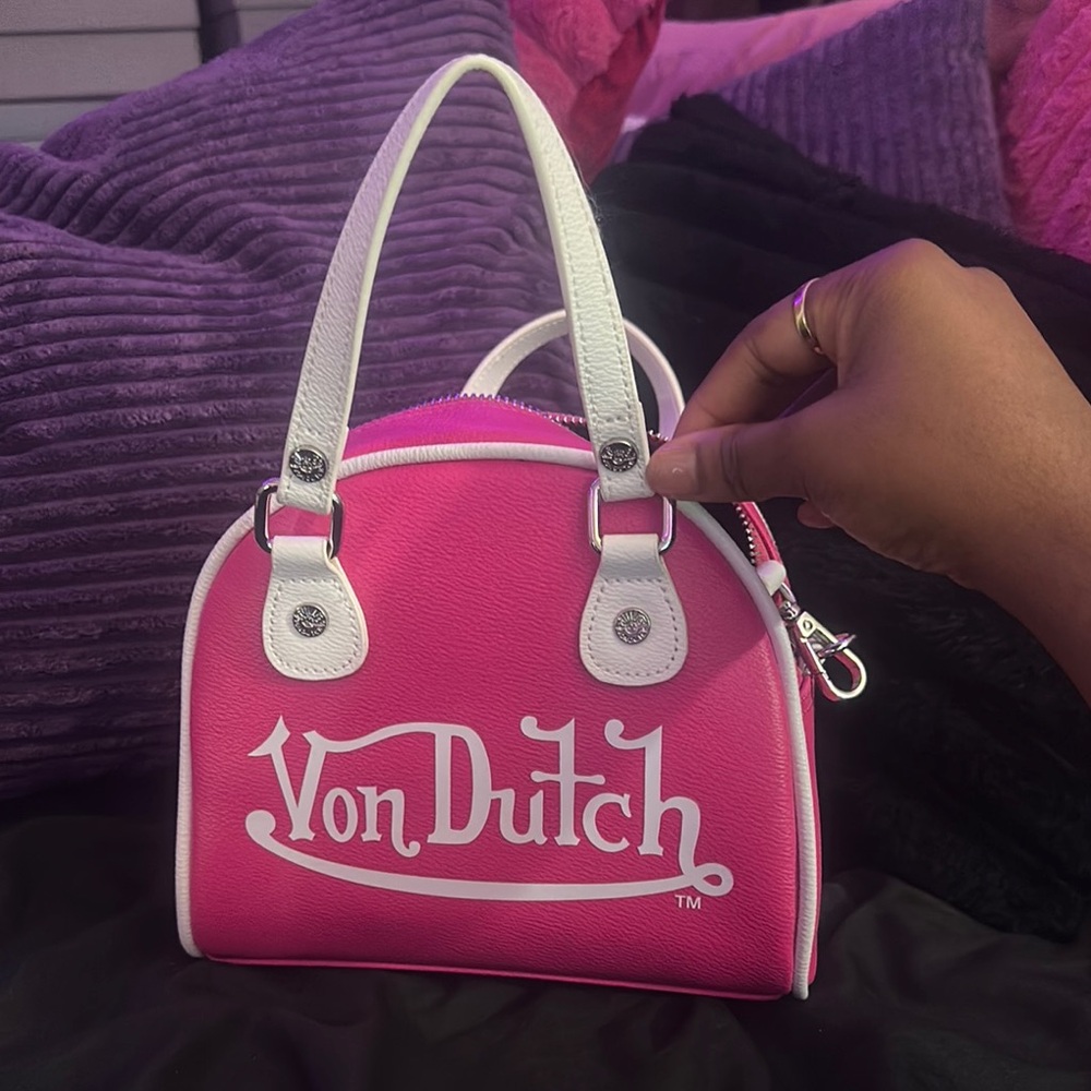 Von Dutch Pink and White Mini Bag